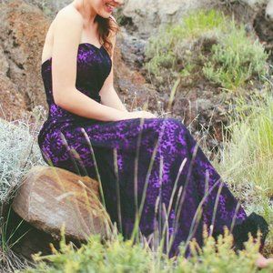 Gorgeous Purple Grad/Prom Dress with Black Lace